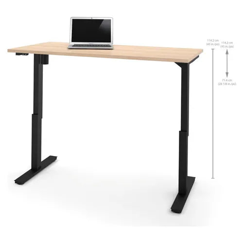 Bestar Height Adjustable Table - Electric - 60" x 30" x 28" - 45"H Northern Maple