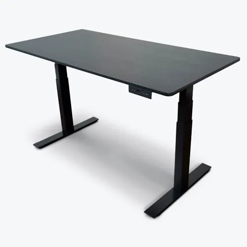Luxor 60" Electic Stand Up Desk - 3-Stage Dual-Motor - Black Oak Top with Black Frame