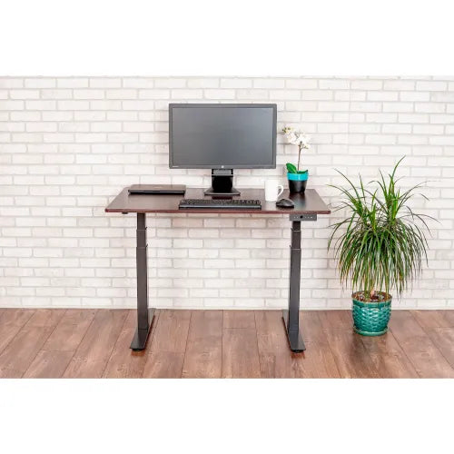 Luxor 60" Electic Stand Up Desk - 3-Stage Dual-Motor - Dark Walnut Top with Black Frame